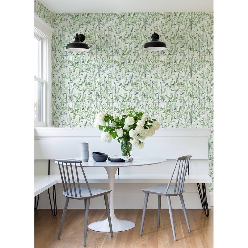 Scott Living Leandra Green Floral Trail Wallpaper