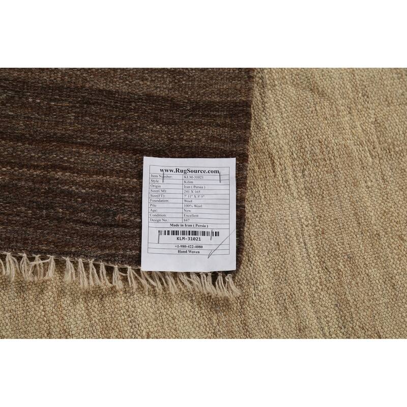 Reversible Nomadic Kilim Persian Area Rug Hand-Knotted Wool Carpet - 5'5"x 7'11"