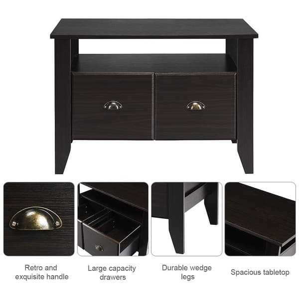Shop Costway Multi Function Lateral File Cabinet Coffee Table Tv
