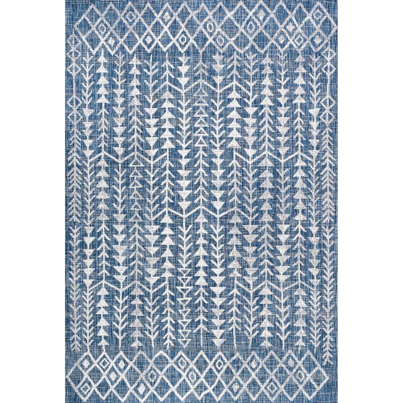 JONATHAN Y Sukie Bohemian Geometric Indoor/Outdoor Area Rug - 8 X 10 - Blue/Ivory