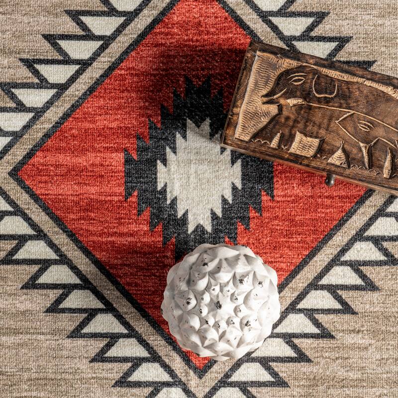 Nuloom Imelda SpinClean Aztec Machine Washable Area Rug