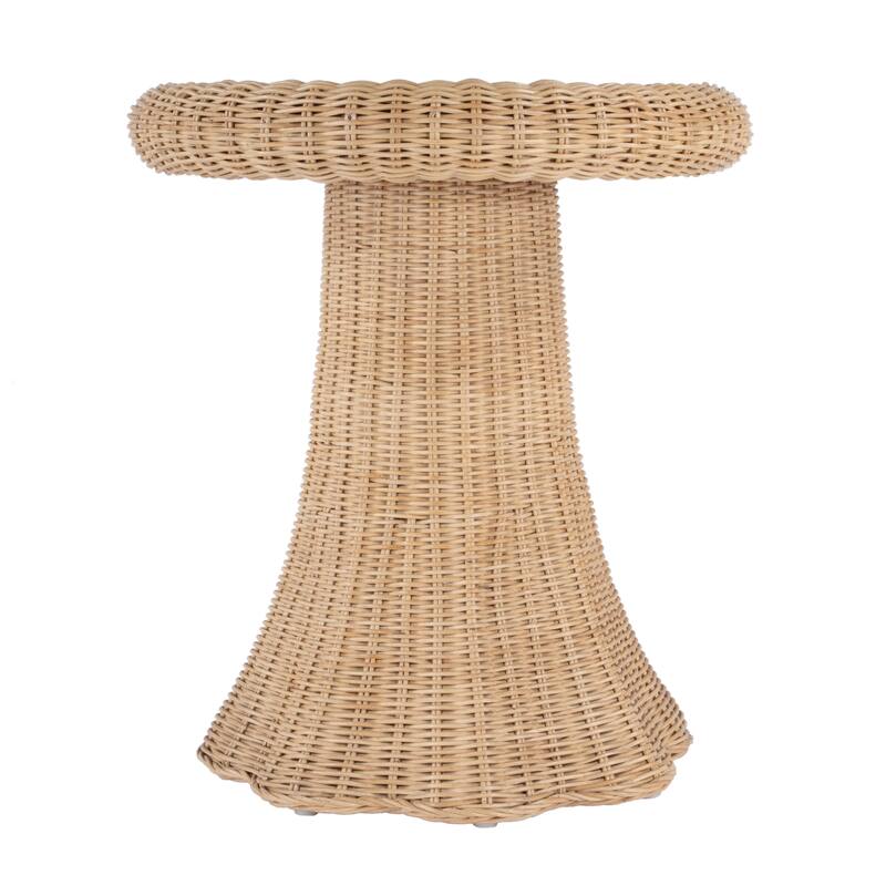 Flora Rattan Scalloped End Table