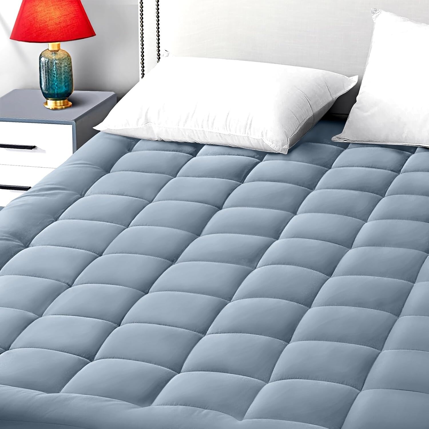 Mattress Pad Pillow Top Mattress Cover Quilted Fitted Cooling Mattress Protector Queen Dark Grey