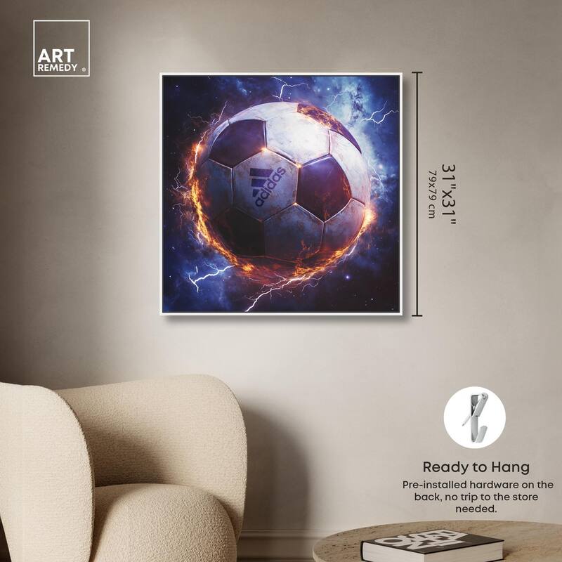 Electrify Soccer Ball Canvas by Art Remedy