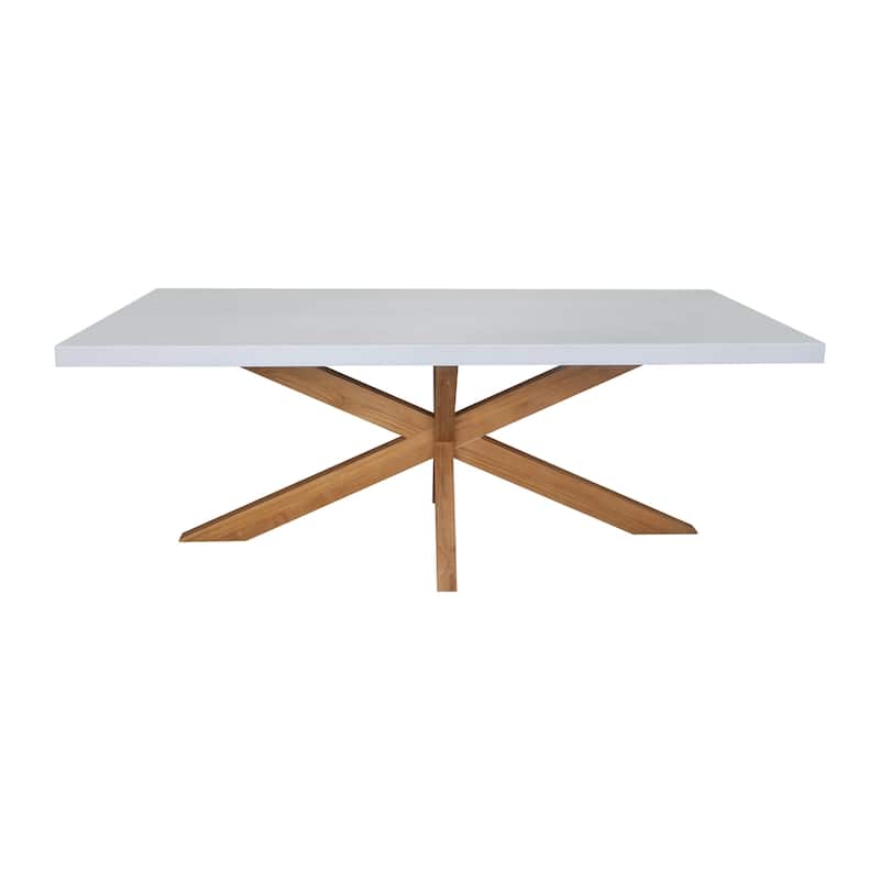 Outdoor Teak Patio Dining Table with Polystone Top
