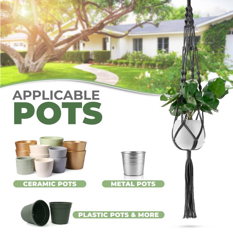 Macrame Plant Hanger (4, 6, 8 Pack) Hanging Plant Pots Cotton Rope