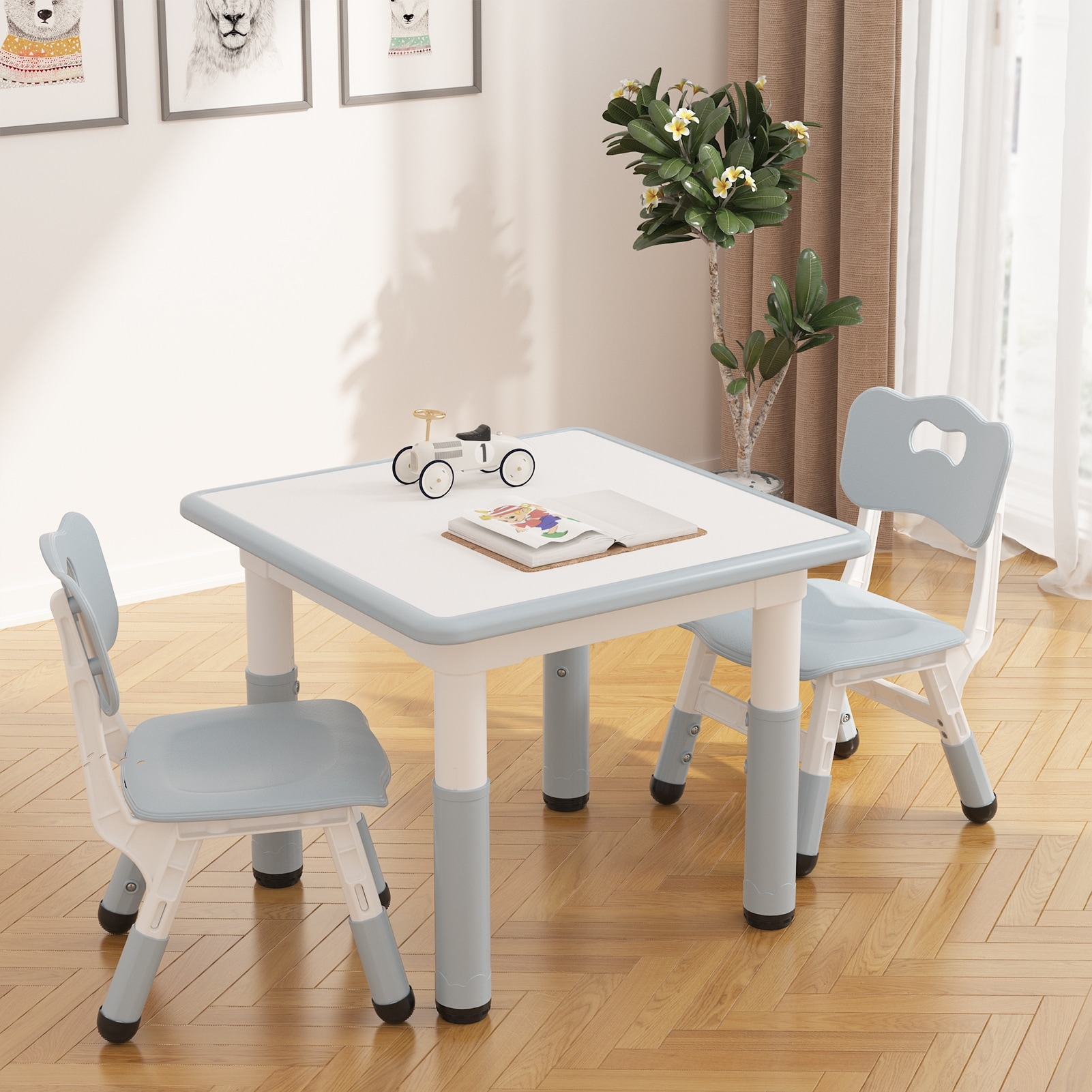 Plastic Table 2 Chairs Aqua Green Yellow Bed Bath Beyond 21236116