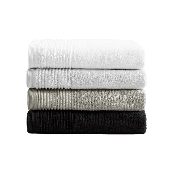 Vera Wang Sculpted Pleat Solid Cotton Multi Size Towel Set - 6 Piece - Light Grey