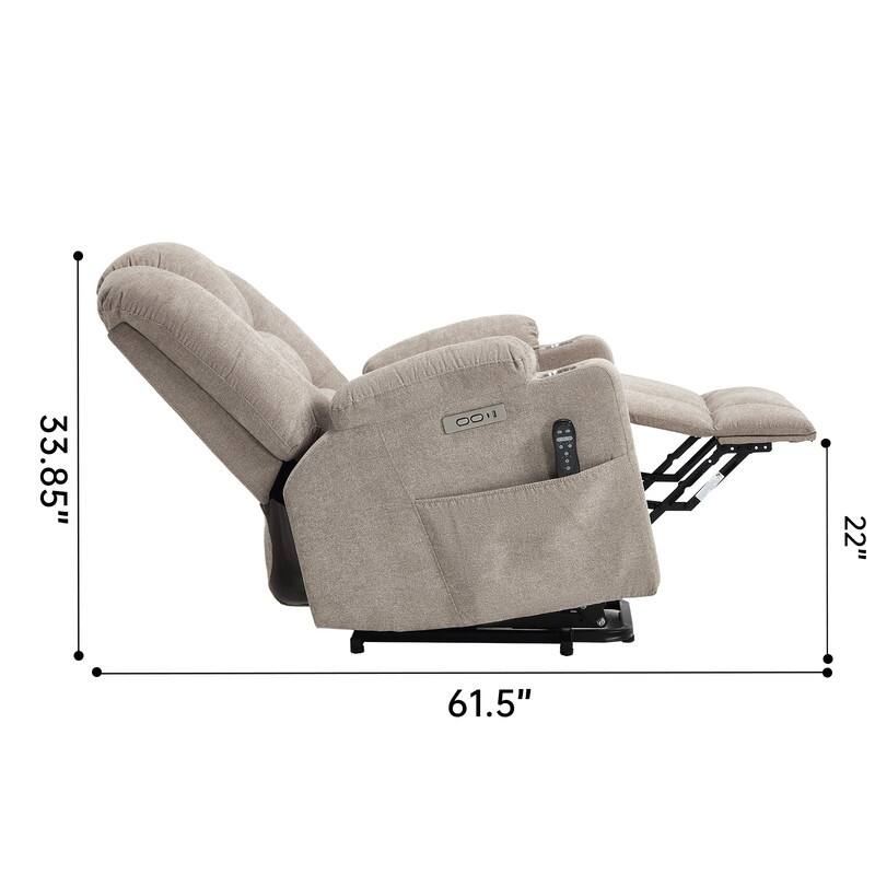 Large Power Lift Recliner with Massage & Heat - Heavy Duty Wide Recliner Chair for Elderly, USB/Type-C Charging, Cup Holders
