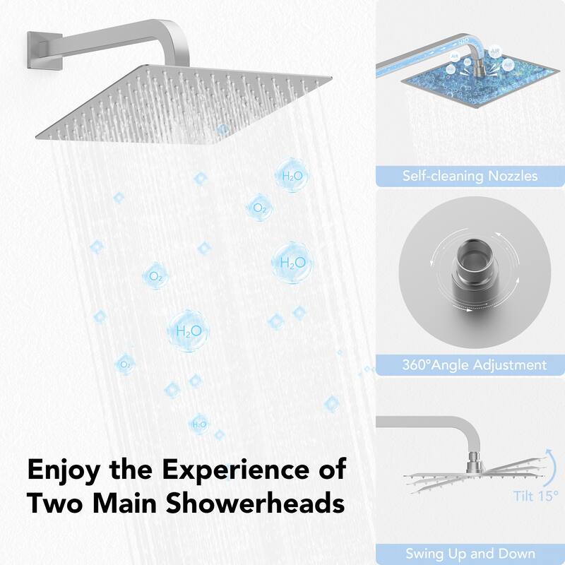 EVERSTEIN Dual Shower System 12" Rain Shower Head with High Pressure Handheld Sprays
