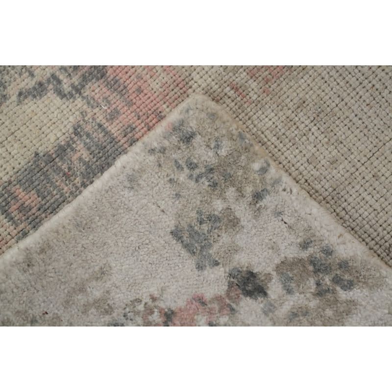 Hand Knotted Oriental Viscose Silk Carpet Modern Abstract Beige & Ivories Abstract Area Rug - 6' 7'' X 4' 9''