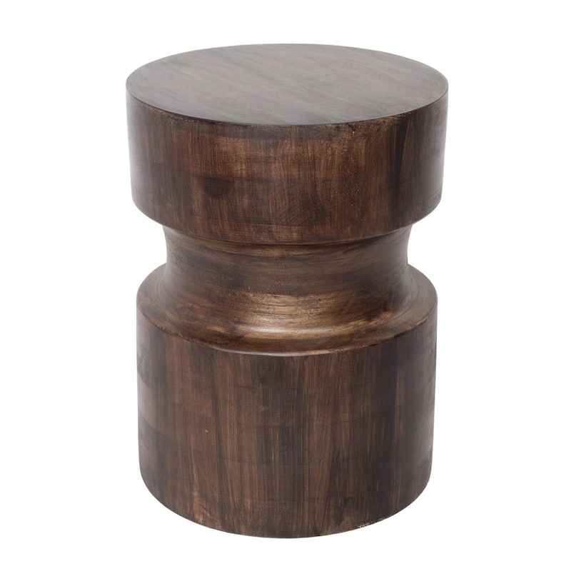 HomeRoots 16" Brown Solid Wood Drum End Table - 12
