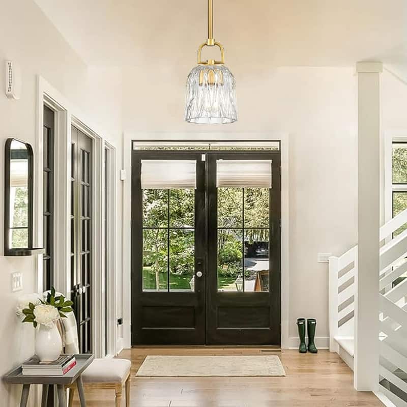 5” Kitchen light brushed gold pendant light glass, metal island lights