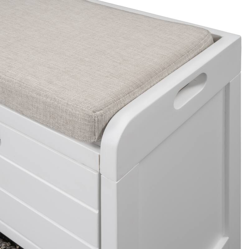 Storage Bench with Removable Basket Cushion and 2 Drawers