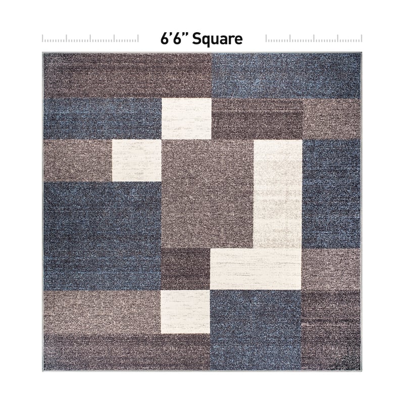 World Rug Gallery Modern Boxes Design Non-slip (Non-skid) Area Rug