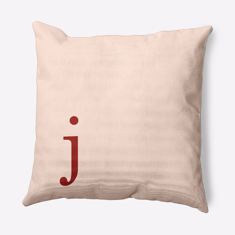 Modern Monogram Indoor/Outdoor Throw Pillow-J