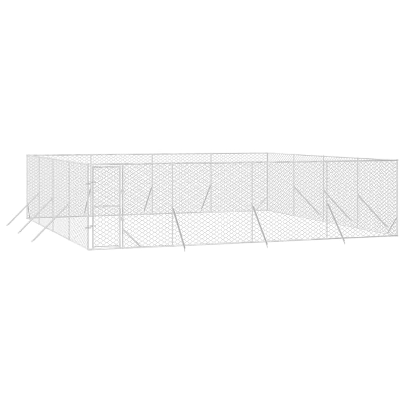 vidaXL Outdoor Dog Kennel Silver Multi-Size Galvanized Steel