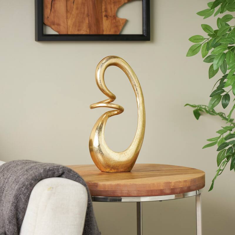 Classy Aluminum Metal Swirl Abstract Sculpture - Dark Gray or Gold - Gold