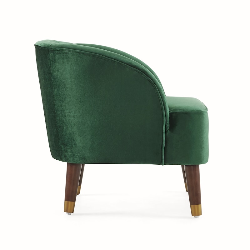 Velvet Barrel Chair With Wooden Legs