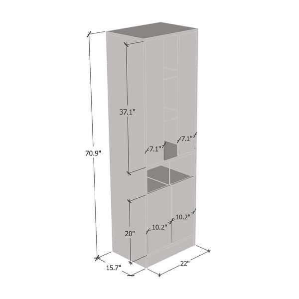 dimension image slide 0 of 2, Meble Furniture Disparo 01 Tall LED Bookcase with 9 Shelves & 16-Color Lighting, 22W x 15.7D x 70.9H inches, High Gloss & Matte