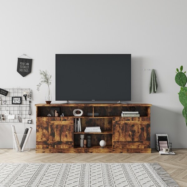 Wood TV Stand with Ample Storage, High-Quality & Easy to Assemble