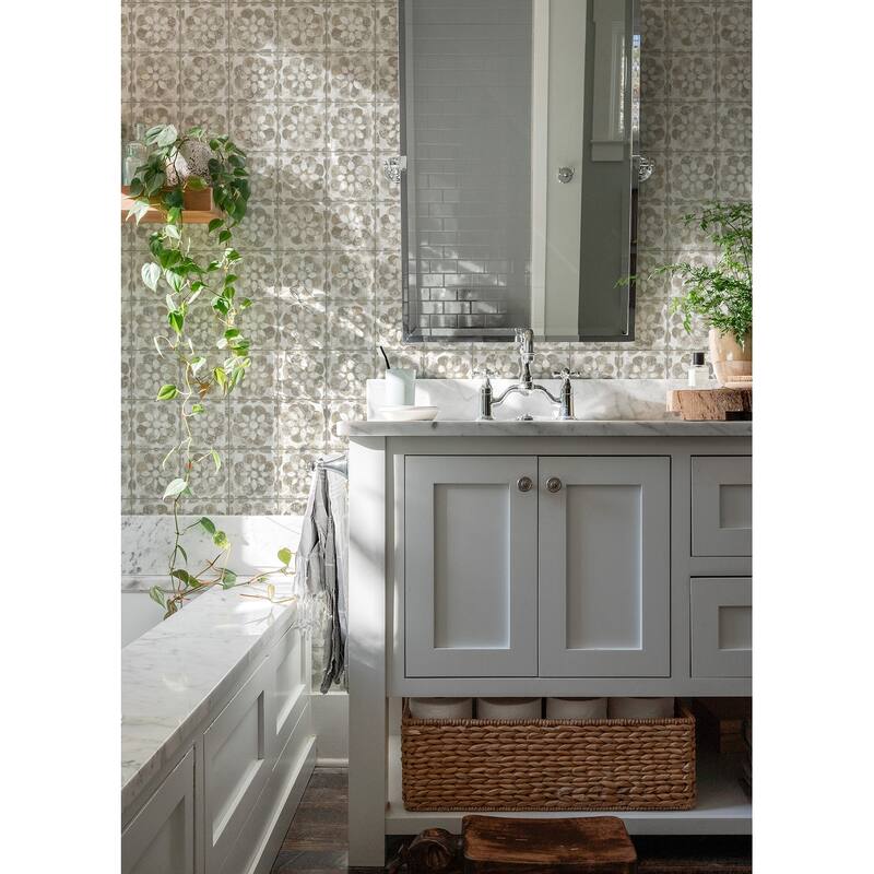 Advantage Izeda Taupe Floral Tile Wallpaper