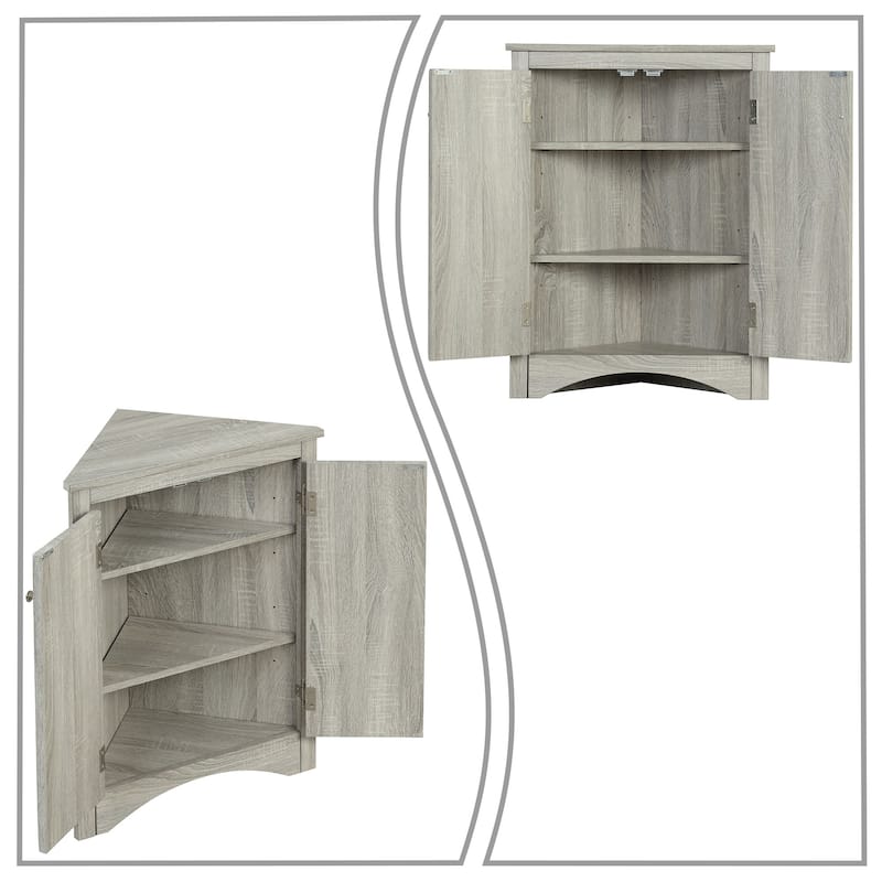 Modern Stylish Triangle Corner Storage Cabinet with Two Adjustable Internal Shelves
