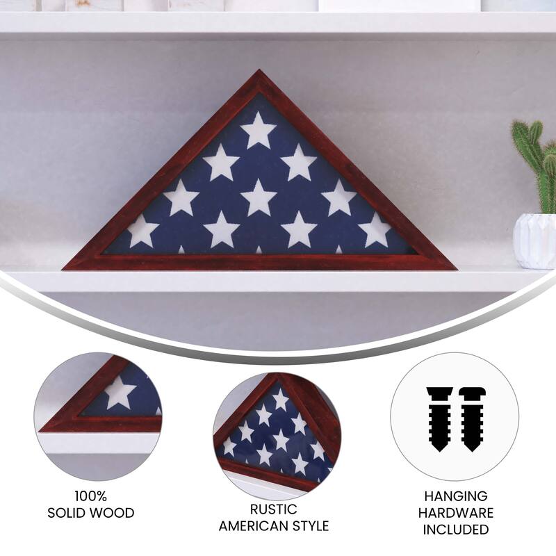 Solid Wood Display Case for 9.5 x 5 Veterans Flag