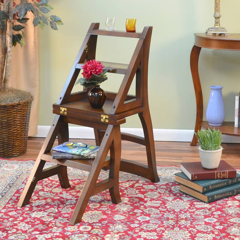 Copper Grove Stevensville Folding Wood Library Ladder Chair