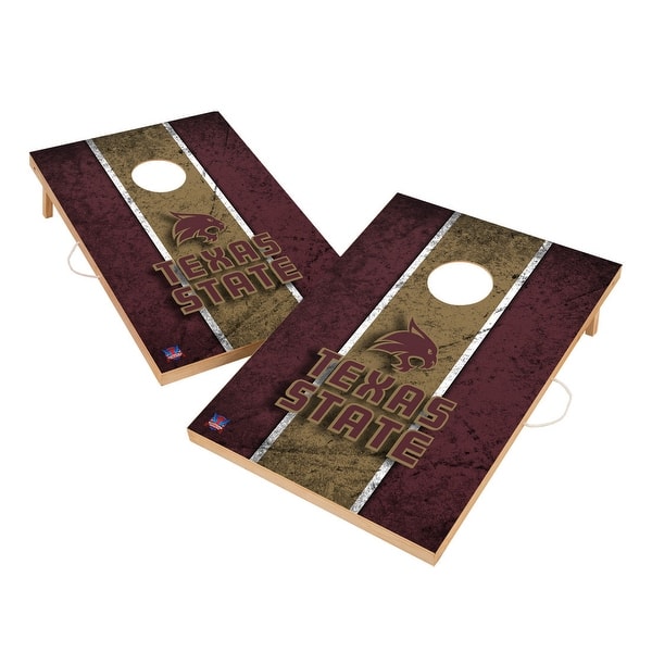 slide 2 of 5, Vintage Texas State University Bobcats Regulation 2x4 Cornhole Set