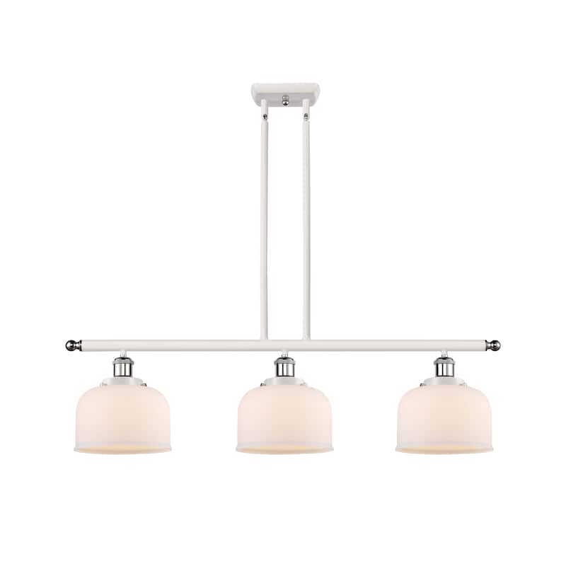 Innovations Lighting Bell - 3 Light 36" Island Light - 8" Shade - Matte White/White and Polished Chrome