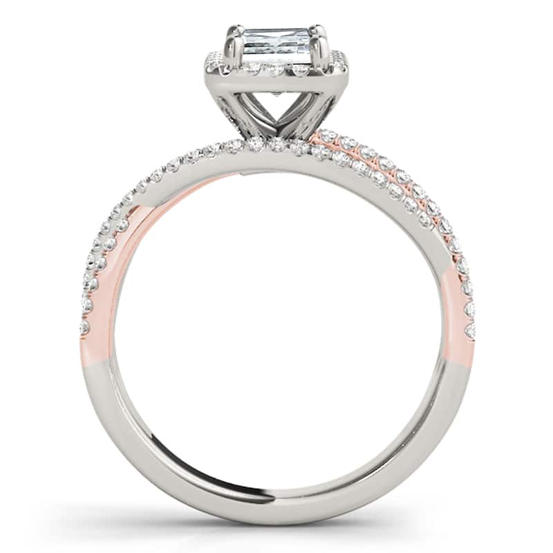 Auriya 14k Rose Gold Lab Grown Emerald Diamond Halo Engagement Ring 0.50 to 5.00 ct. tw. (F-G VS)