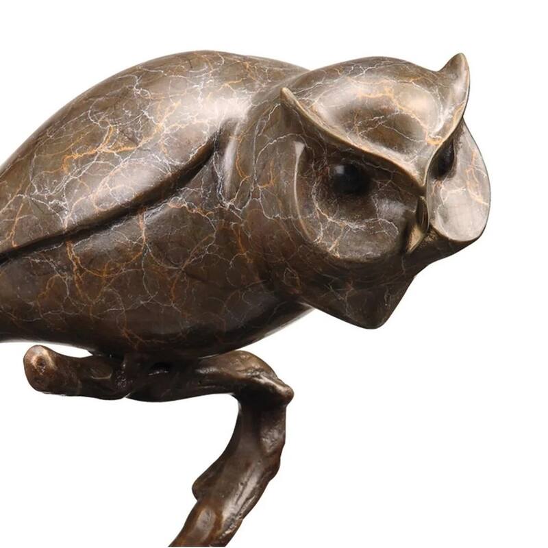 Spi Brass Owl On Branch Statue - 8.5 X 8.5 X 5.5 inches