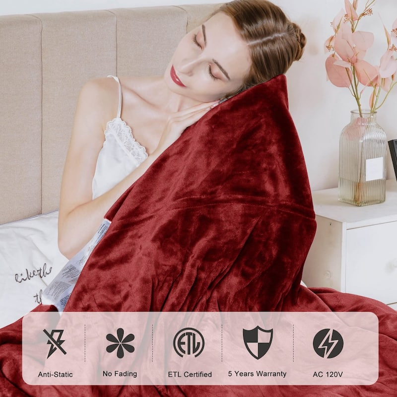 Electric Flannel King Queen Throw Heated Blanket