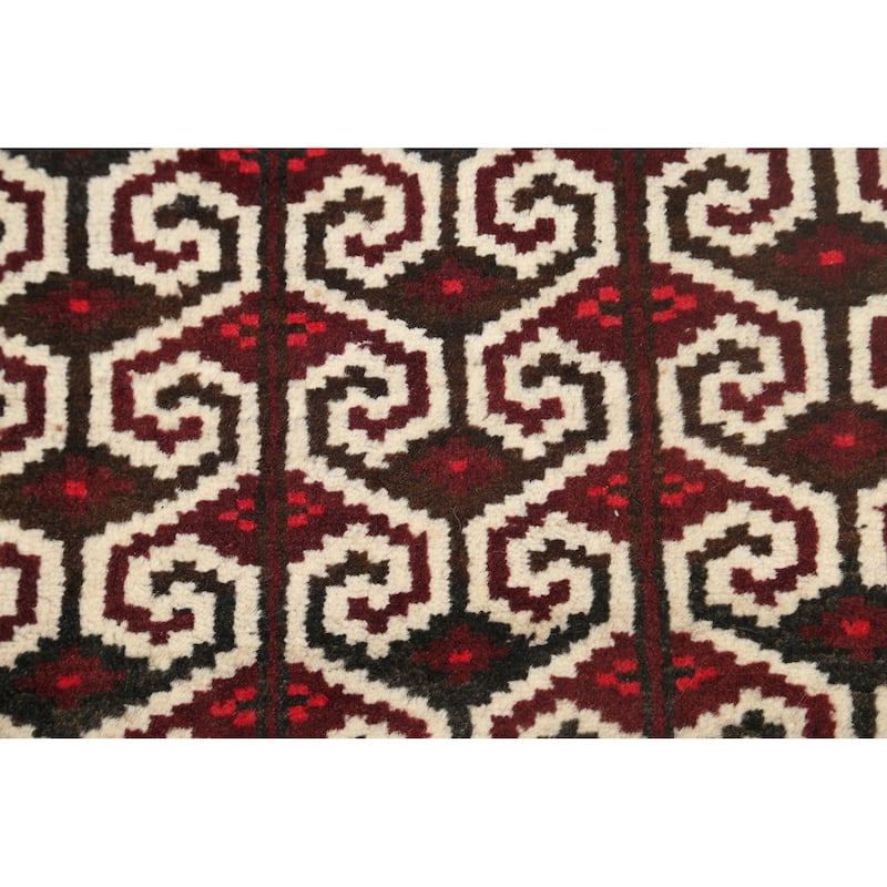 Geometric Persian Balouch Traditional Area Rug Handmade Wool Carpet - 2'8" x 3'8"