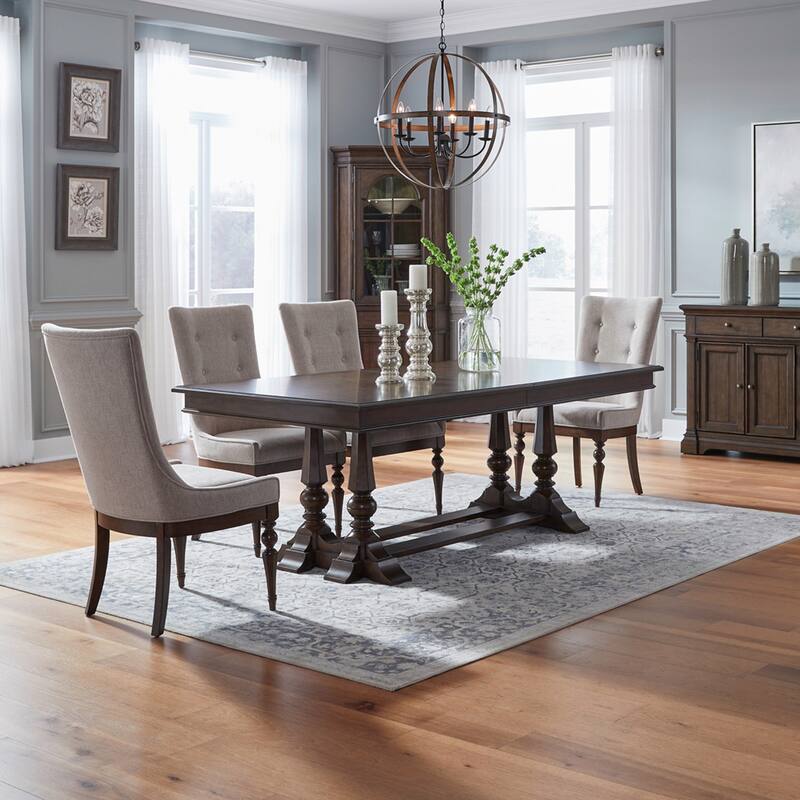 Arden Road Dining Room Trestle Table Set with Chairs Various Options - 4 Upholstered Chairs