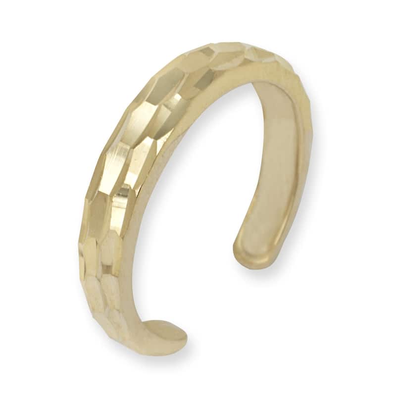 14k Yellow or White Gold Diamond-cut Adjustable Toe Ring