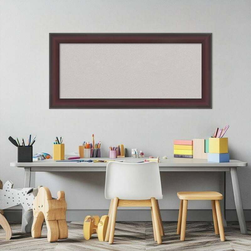 Grand Cherry Narrow Framed Cork Board - Bulletin Board, Organization Board, Pin Board