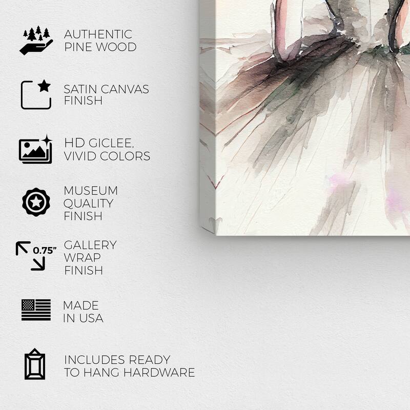 Wynwood Studio Fashion and Glam La Ballerina White and Cream White Traditional Wall Art Canvas Print