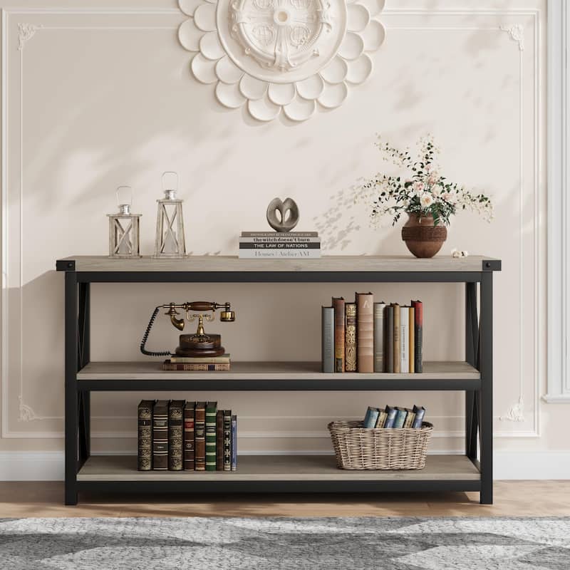 Entryway Table with 3 Tier Storage Shelves