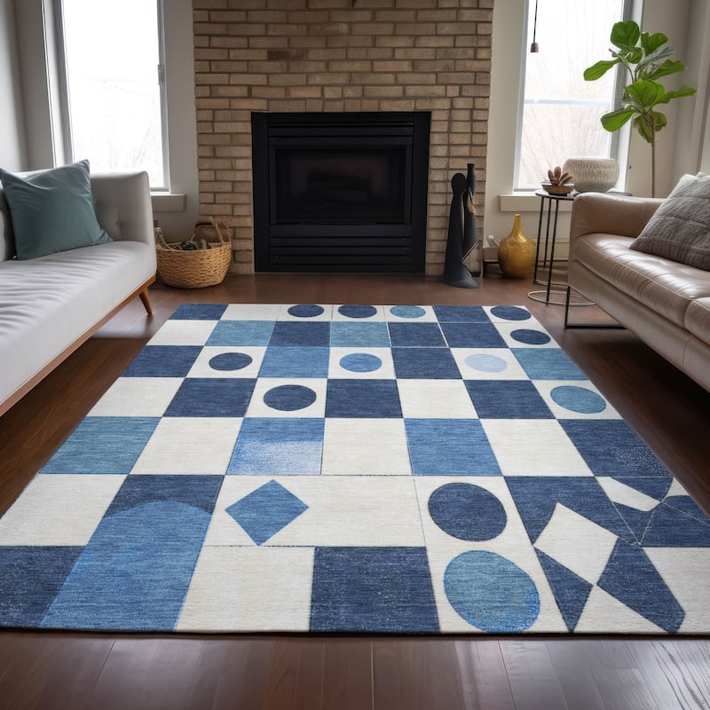 Machine Washable Indoor/Outdoor Casual Contemporary Chantille Rug