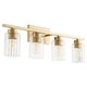 preview thumbnail 1 of 0, Quorum International 501-4-2 Ladin 4 Light 30" Wide Vanity Light Aged Brass / Clear Fluted Glass