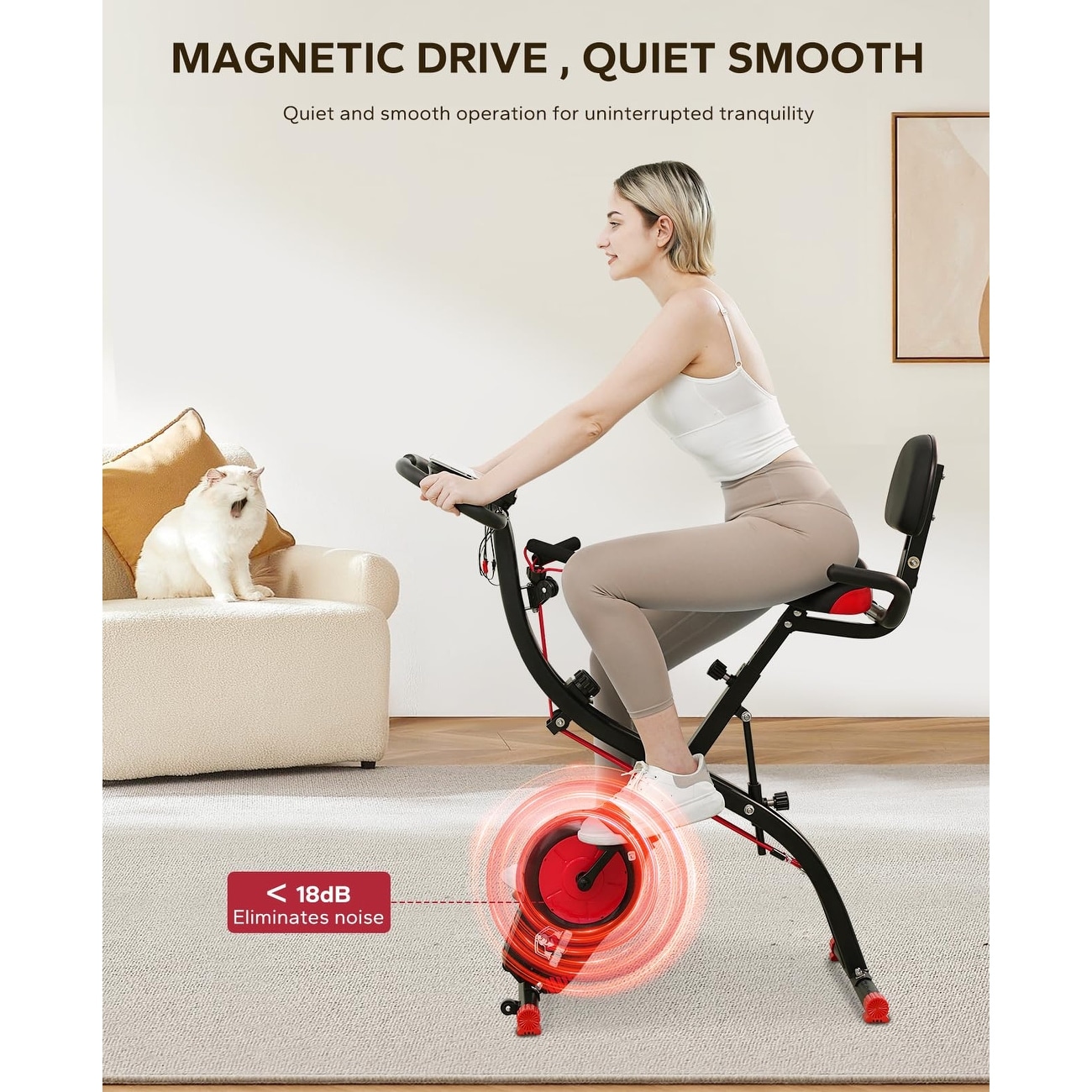 Folding Exercise Bike Magnetic Foldable Stationary Bike Upright Workout X Bike with 8 Level Resistance and Arm Resistance Band Bed Bath Beyond 40335167