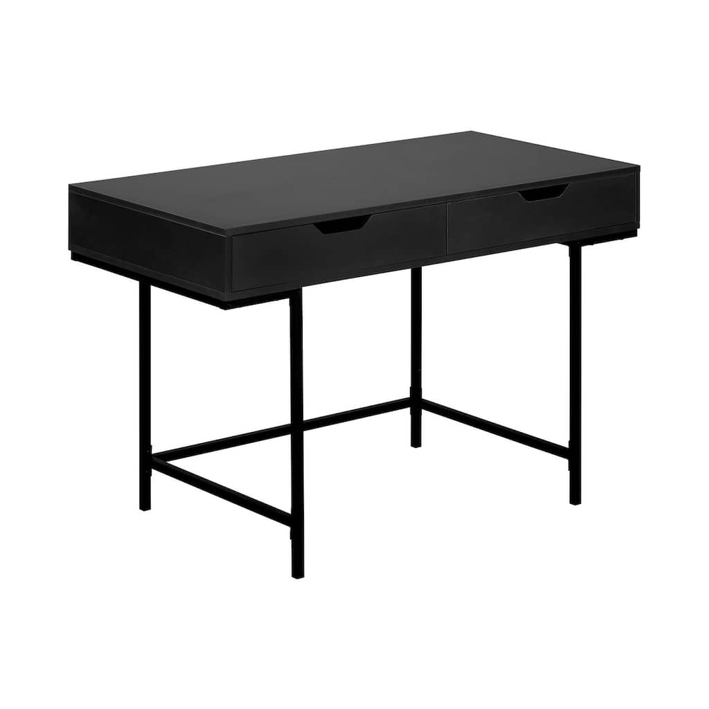 Computer Desk, Home Office, Laptop, Storage Drawers, 48"l, Work, Black Laminate, Black Metal, Contemporary, Modern
