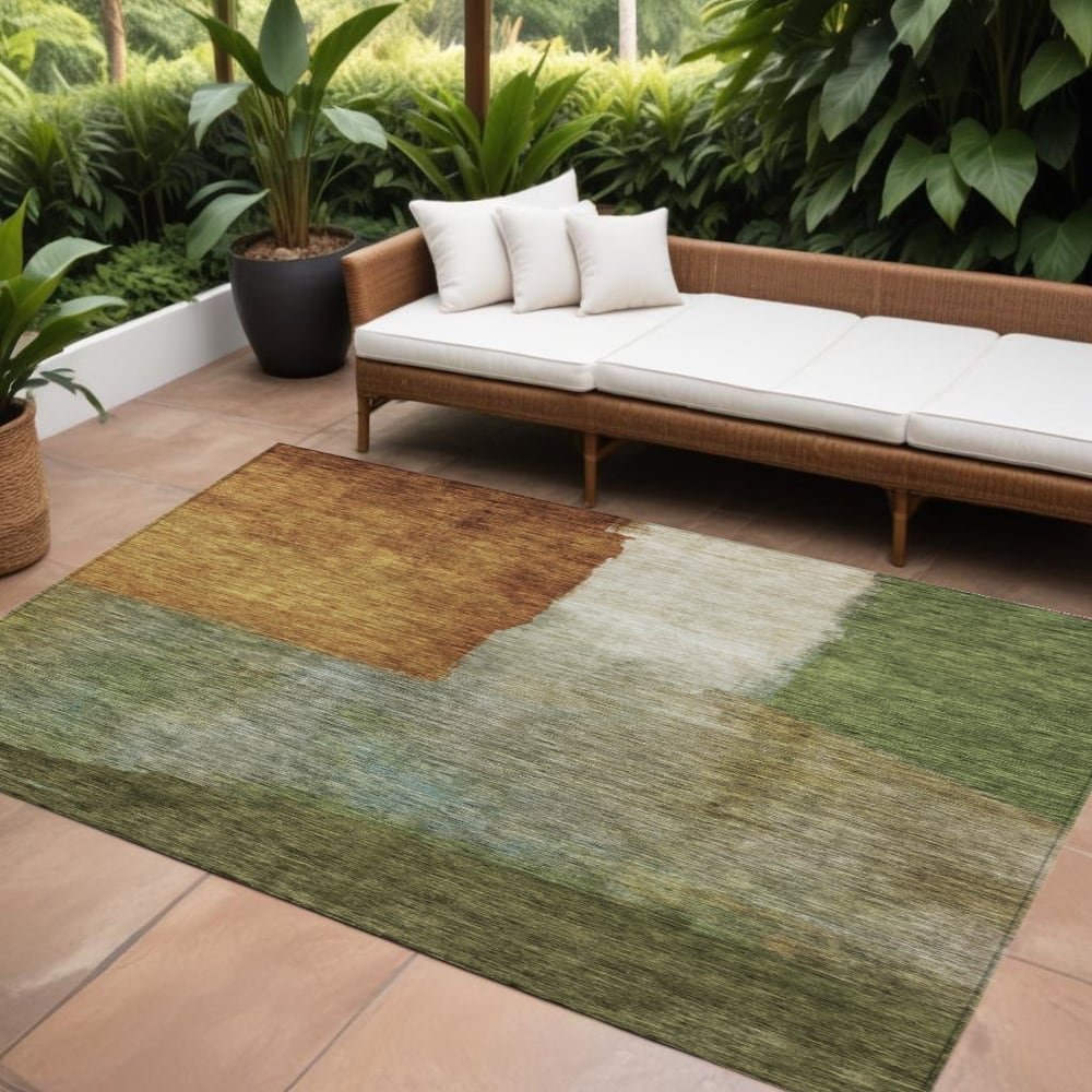 HomeRoots Abstract Transitional Rectangle Outdoor Rug