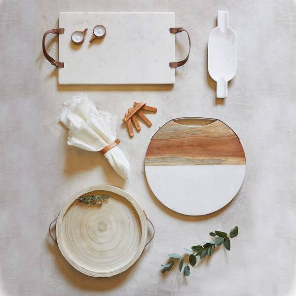 Shop 16 White Rectangular Marble Serving Tray With Handles Overstock 31714113