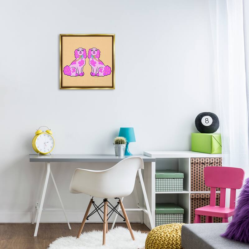 Stupell Funky Glam Pooches Framed Floater Canvas Wall Art Design By Katie Conley