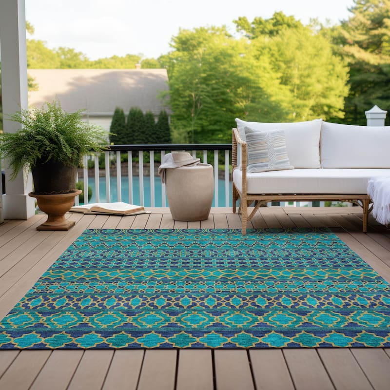 Machine Washable Indoor/ Outdoor Chantille Stripe Boho Rug