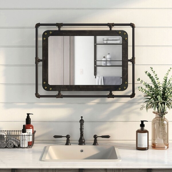 DH BASIC Frederick Industrial Pipe Metal and Bolted Wood Frame