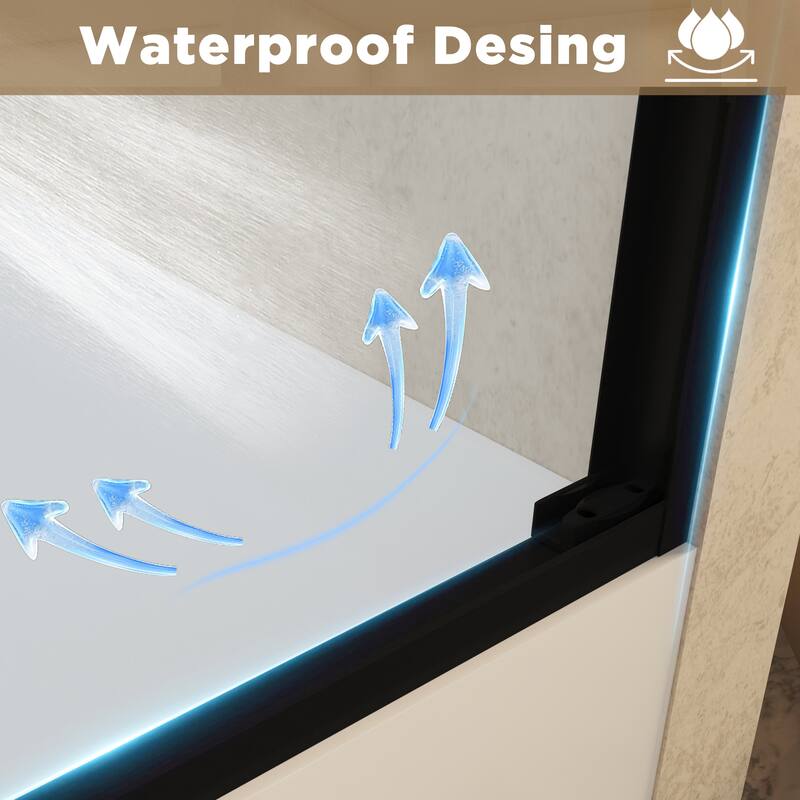 GDFStudio - Alden Adjustable Frameless Double Sliding Shower Door for Modern Bathroom Spaces